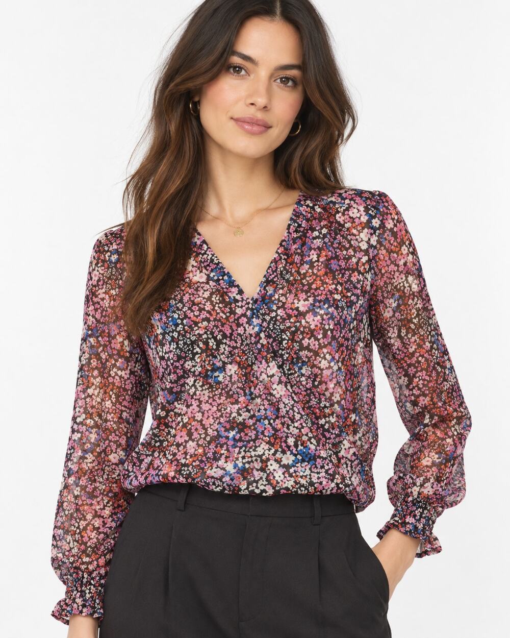 Maje Lehane Floral Silk Blouse Multicolor Long Sleeve Size 4 XL